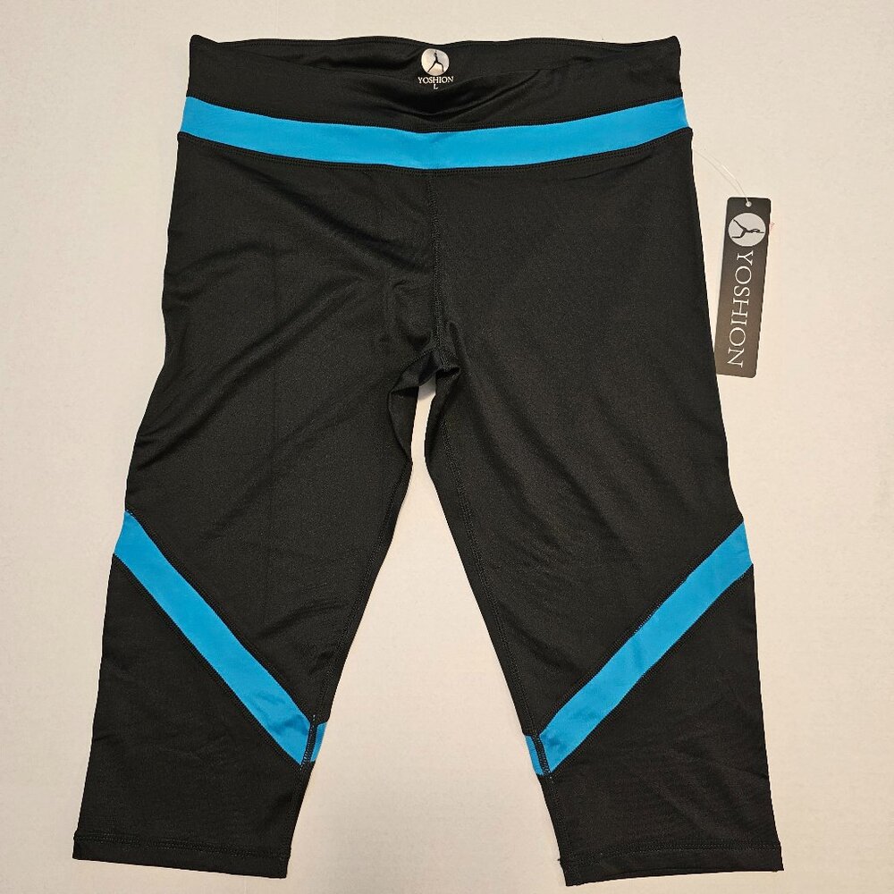 Yoshion, Black and turquoise, size L, Knee Length, Workout pants